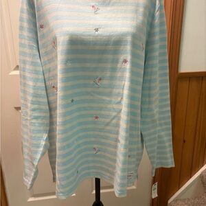 Talbots Light Blue and White Striped womans Long Sleeve Shirt